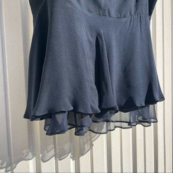 Cinq a Sept navy blue layered chiffon tank top (100% silk) - Picture 3 of 6